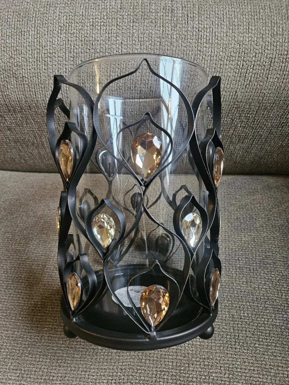 Pier 1 Wrought Iron Candle Holder With Jewel Embellishments